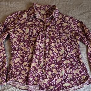 L.L. Bean Purple Floral Cotton Shirt